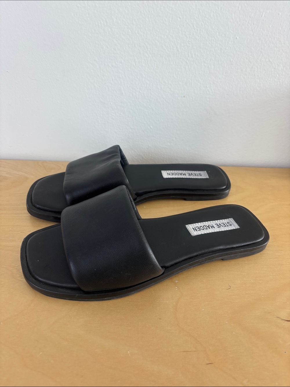 Steve Madden Black Slide Sandals with Padded Strap